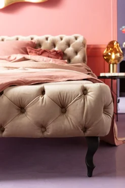 KARE Bett Desire Velvet Ecru 180x200cm Hot