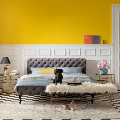 KARE Bett Desire Velvet Silbergrau 160x200 cm Clearance