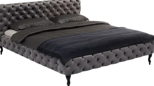 KARE Bett Desire Velvet Silbergrau 160x200 cm Clearance