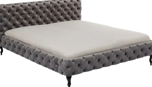 KARE Bett Desire Velvet Silbergrau 160x200 cm Clearance