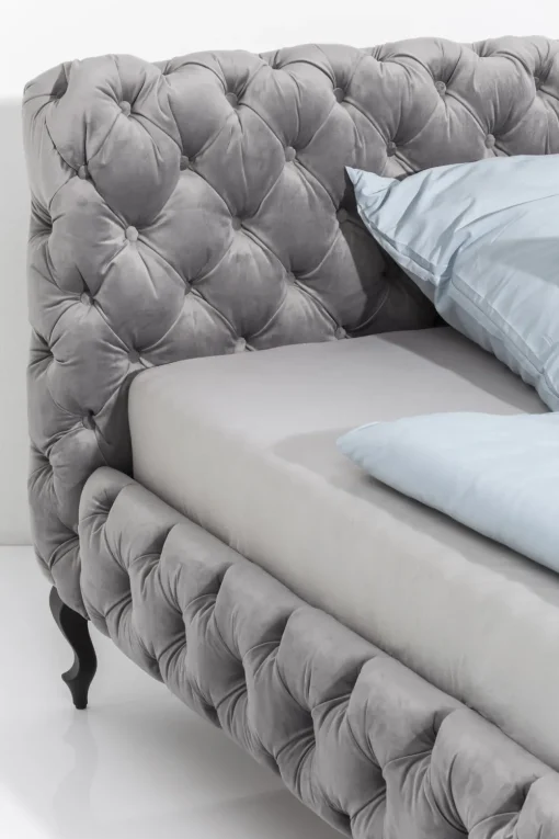 KARE Bett Desire Velvet Silbergrau 160x200 cm Clearance