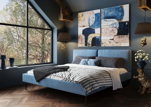 KARE Bett East Side Cord Blau 180x200cm Best