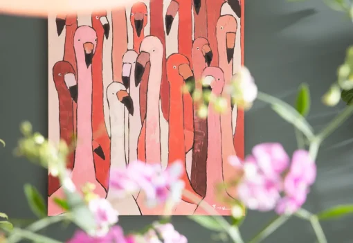KARE Bild Touched Flamingo Meeting 90x120cm Outlet
