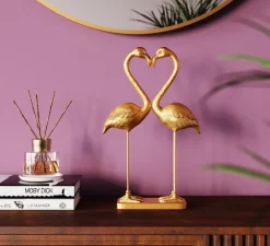 KARE Deko Figur Flamingo Love Gold 39cm Hot