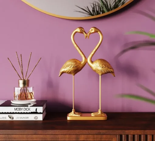KARE Deko Figur Flamingo Love Gold 39cm Hot