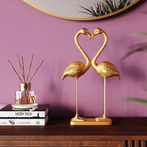 KARE Deko Figur Flamingo Love Gold 39cm Hot