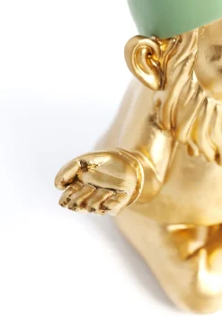 KARE Deko Figur Zwerg Meditation Gold Grün 19cm Hot