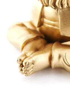 KARE Deko Figur Zwerg Meditation Gold Grün 19cm Hot