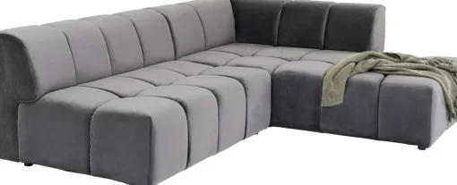 KARE Ecksofa Belami Velvet Grau Rechts Fashion