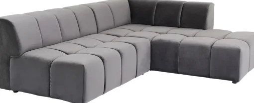 KARE Ecksofa Belami Velvet Grau Rechts Fashion