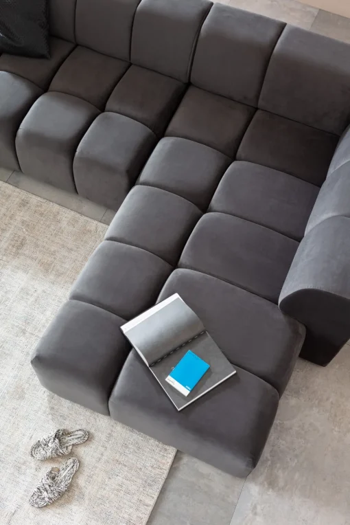 KARE Ecksofa Belami Velvet Grau Rechts Fashion