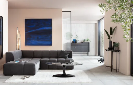 KARE Ecksofa Belami Velvet Grau Links Outlet