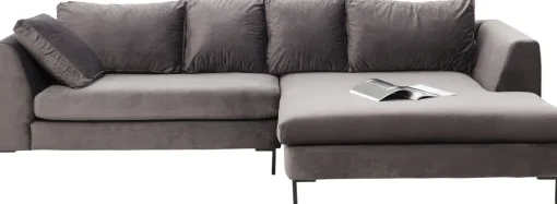 KARE Ecksofa Gianni Velvet Grau Rechts Schwarz Outlet