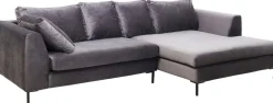KARE Ecksofa Gianni Velvet Grau Rechts Schwarz Outlet