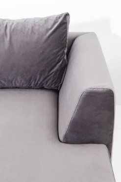 KARE Ecksofa Gianni Velvet Grau Rechts Schwarz Outlet