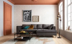 KARE Ecksofa Gianni Velvet Grau Rechts Schwarz Outlet