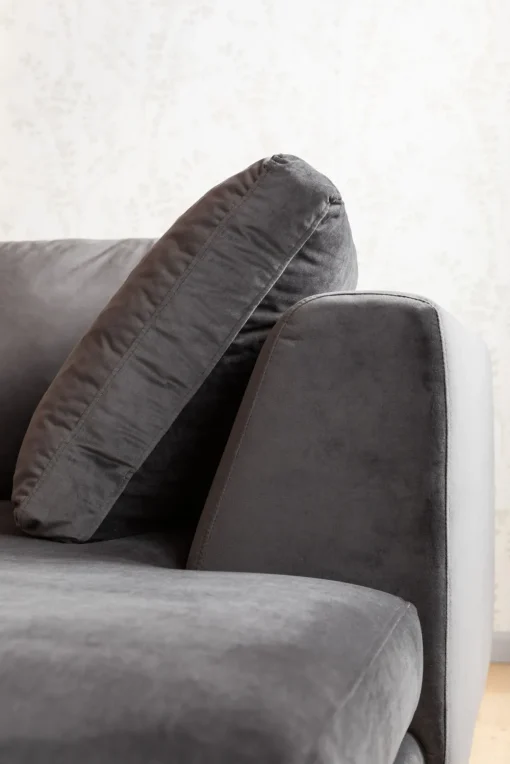 KARE Ecksofa Gianni Velvet Grau Rechts Schwarz Outlet