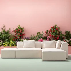 KARE Ecksofa Infinity Ottomane Creme Rechts Fashion