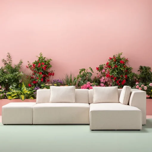 KARE Ecksofa Infinity Ottomane Creme Rechts Fashion
