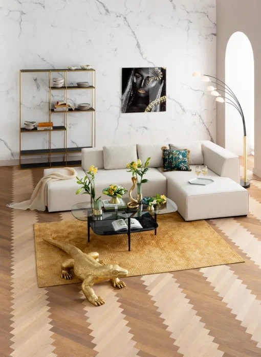 KARE Ecksofa Infinity Ottomane Creme Rechts Fashion