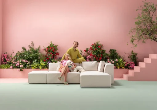 KARE Ecksofa Infinity Ottomane Creme Rechts Fashion