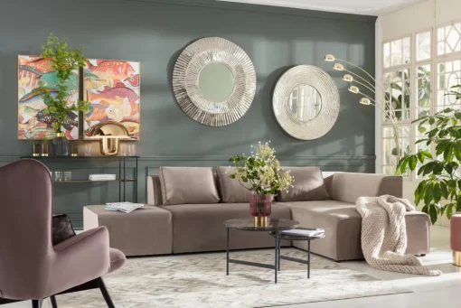 KARE Ecksofa Infinity Velvet Taupe Rechts Discount