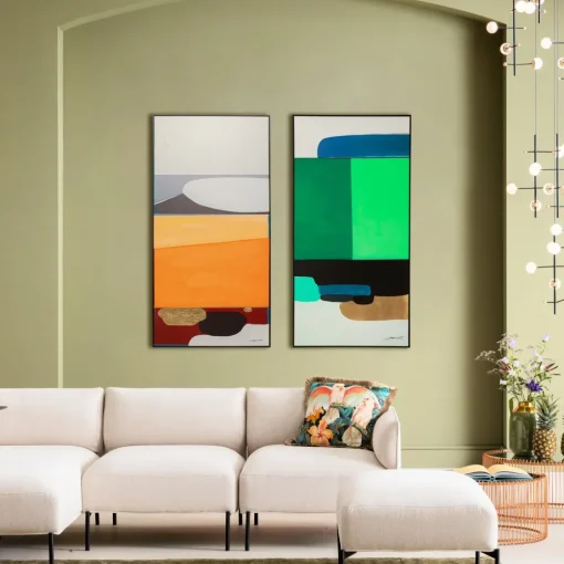 KARE Gerahmtes Bild Abstract Shapes Orange 73x143cm Hot