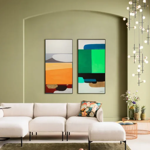 KARE Gerahmtes Bild Abstract Shapes Grün 73x143cm Outlet
