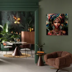 KARE Glasbild Muse Peacock 100x100cm Fashion