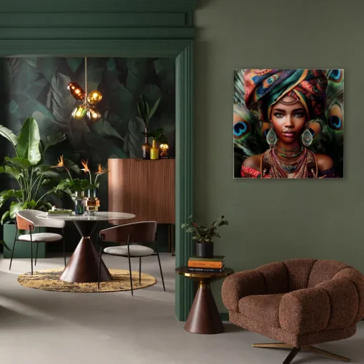 KARE Glasbild Muse Peacock 100x100cm Fashion