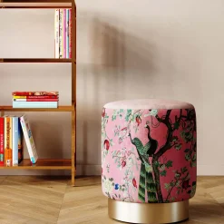KARE Hocker Cherry Peacock Brass Ø32cm Best