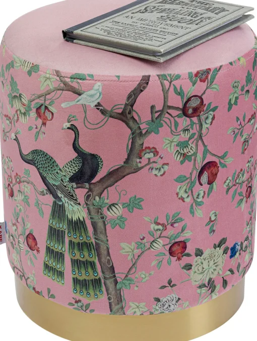KARE Hocker Cherry Peacock Brass Ø32cm Best