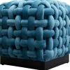 KARE Hocker Weave Square Blau 47x47cm Sale