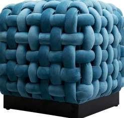 KARE Hocker Weave Square Blau 47x47cm Sale