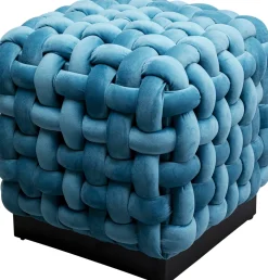 KARE Hocker Weave Square Blau 47x47cm Sale