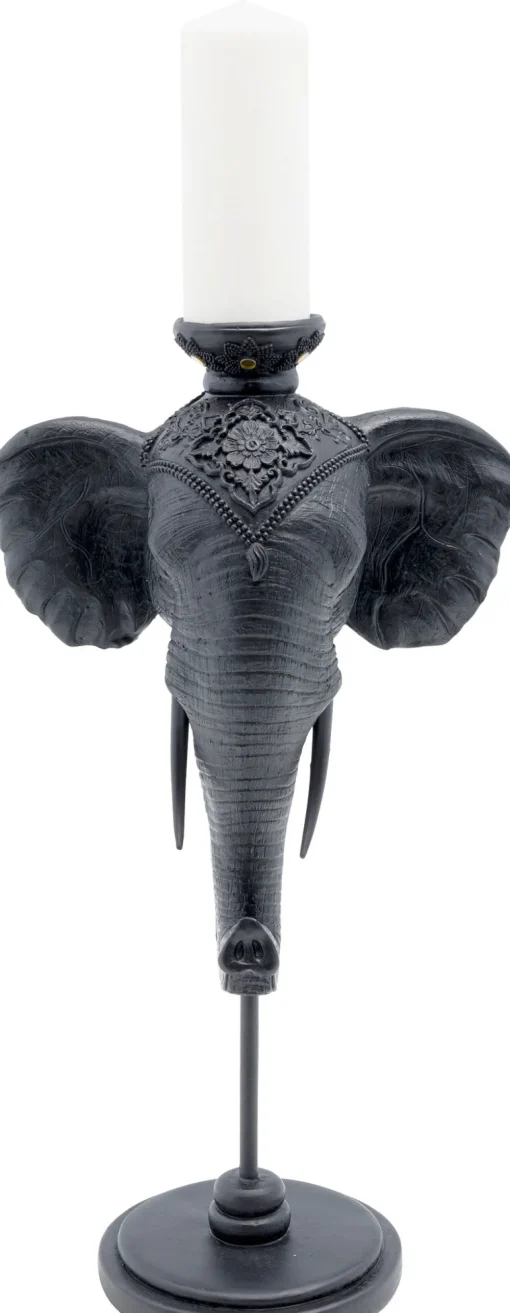 KARE Kerzenständer Elephant Head Schwarz 49cm New