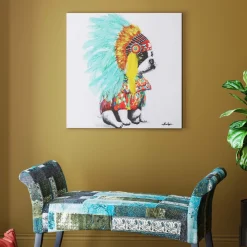 KARE Leinwandbild Headdress Dog 80x80cm Hot