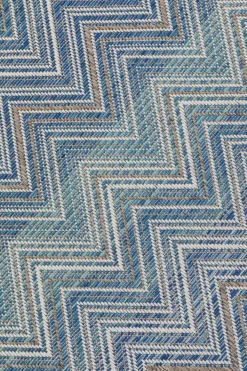 KARE Outdoor Teppich Zigzag Blau 230x330cm New