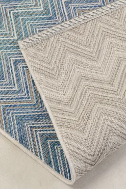 KARE Outdoor Teppich Zigzag Blau 230x330cm New