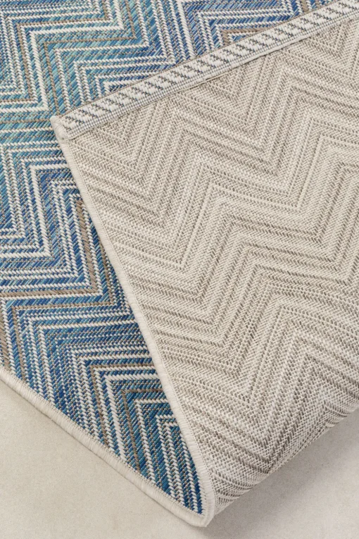 KARE Outdoor Teppich Zigzag Blau 230x330cm New