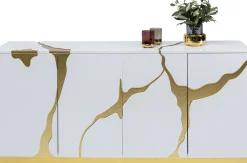 KARE Sideboard Cracked Weiß Gold 165x80cm Hot