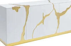 KARE Sideboard Cracked Weiß Gold 165x80cm Hot