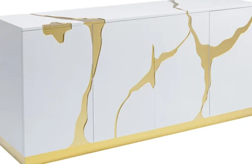 KARE Sideboard Cracked Weiß Gold 165x80cm Hot