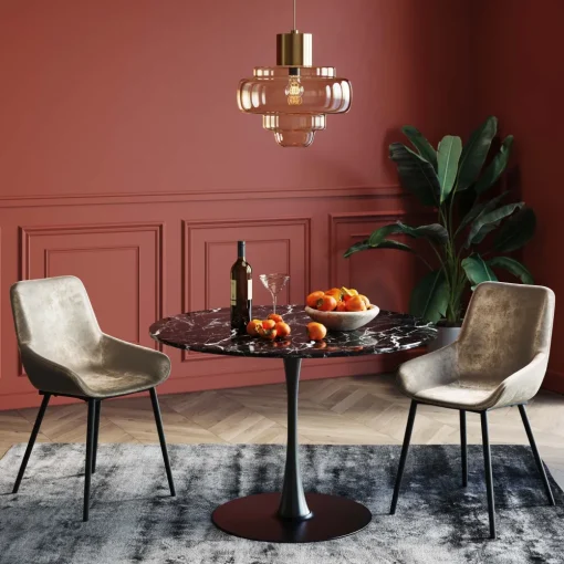 KARE Tisch Veneto Marmor Schwarz Ø110cm Best